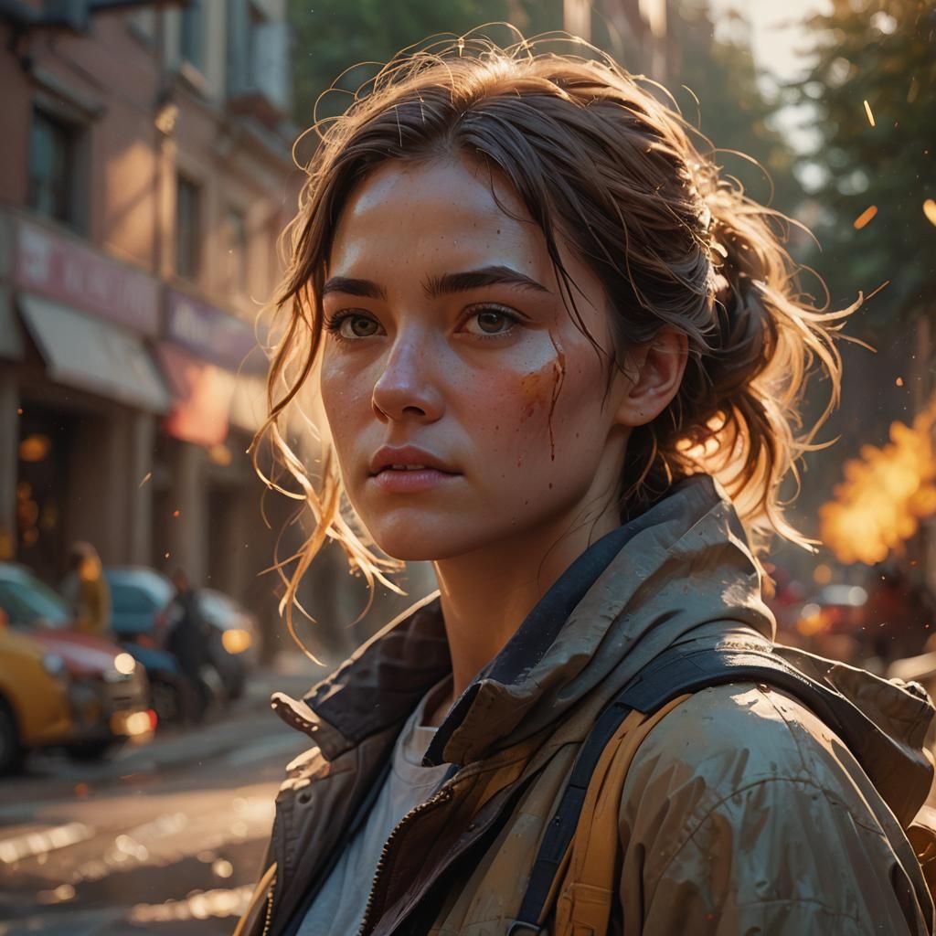 Person in Golden Hour Light: Hyperrealistic Concept Art