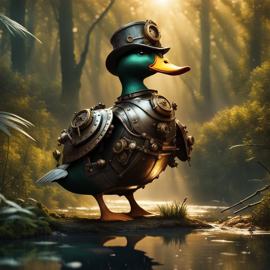 Armored steampunk duck