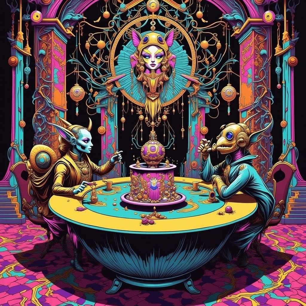 Surreal Alien Bar Scene in Dreamlike Style