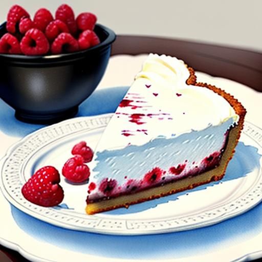 A heart shaped cheese cake with raspberries decoration