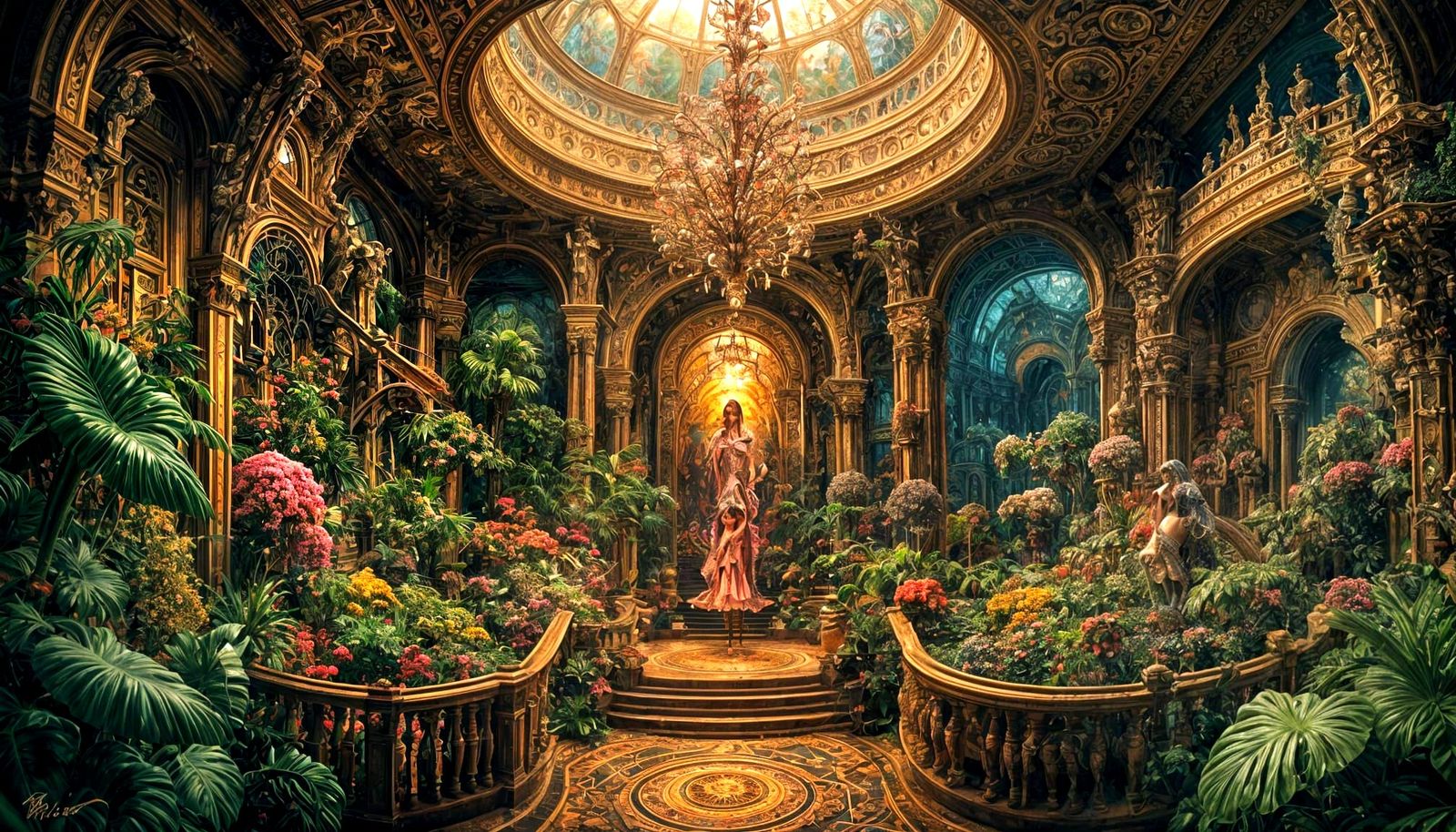 Retro-Futuristic Scene with Melancholic Figure in Ink and Wa...