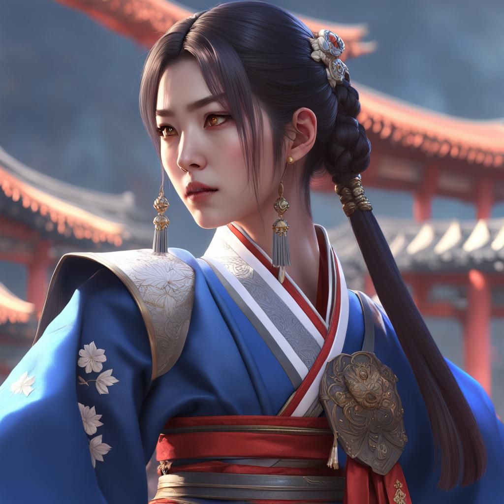 Sci-Fi Korean Warrior Princess in 3D Anime Style