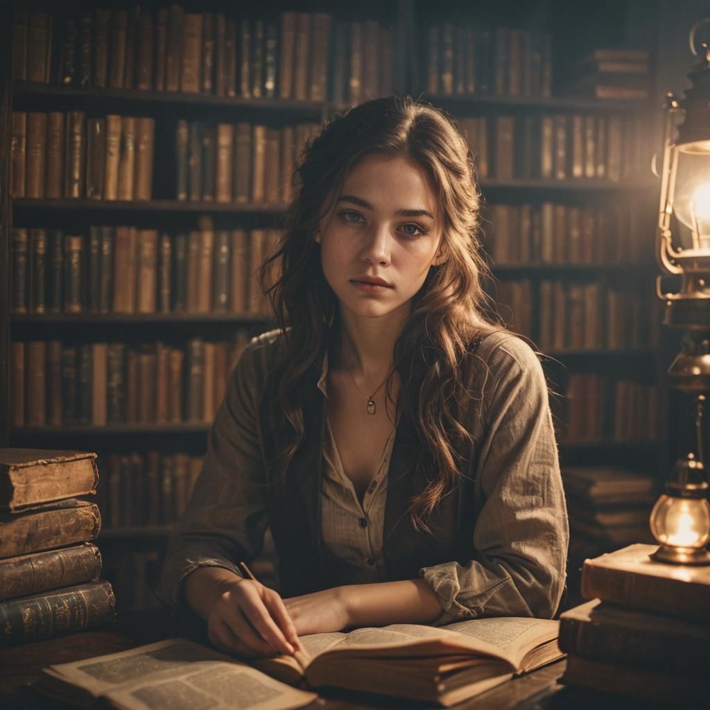 Intimate Portrait of Woman in Dimly Lit Room