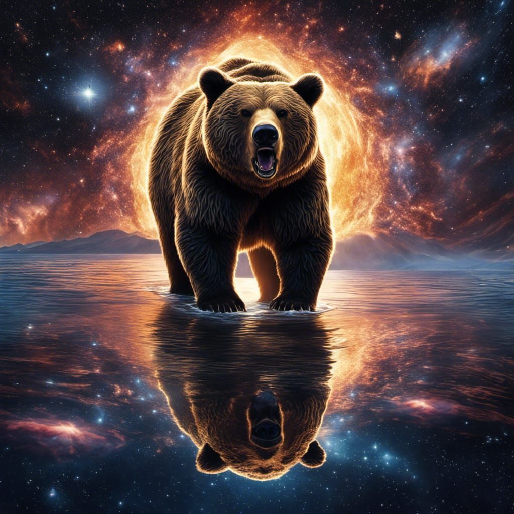 Celestial Star Bear Emerges From Exploding Nebula