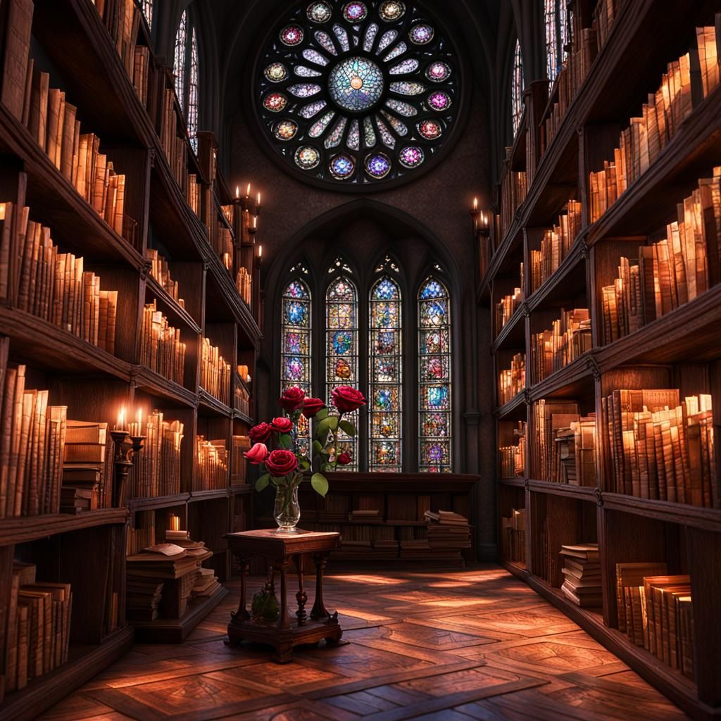 Monastery Library in Historical Mystery Style