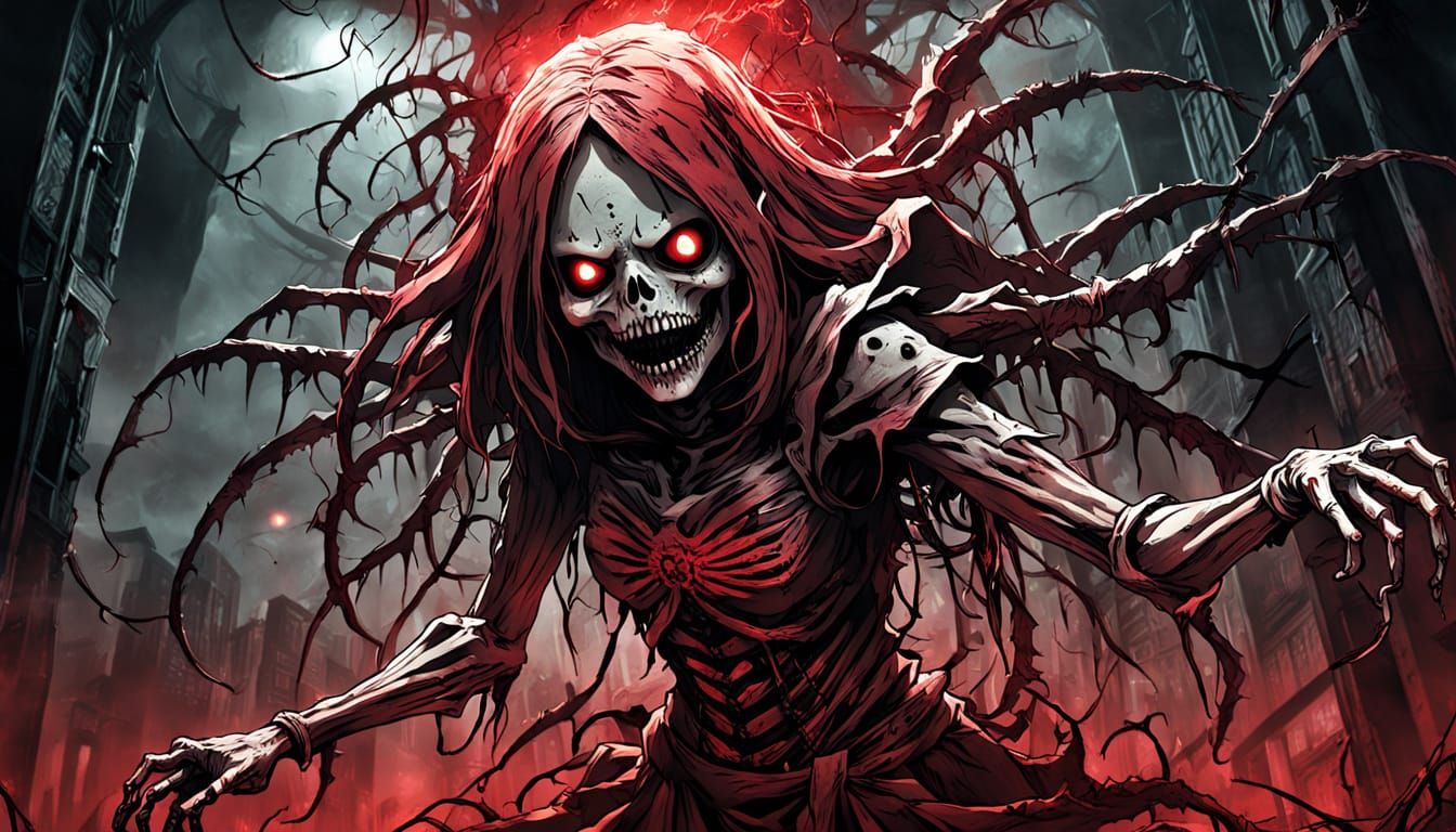 Distorted Terror Realm in Grotesque Junji Ito Style