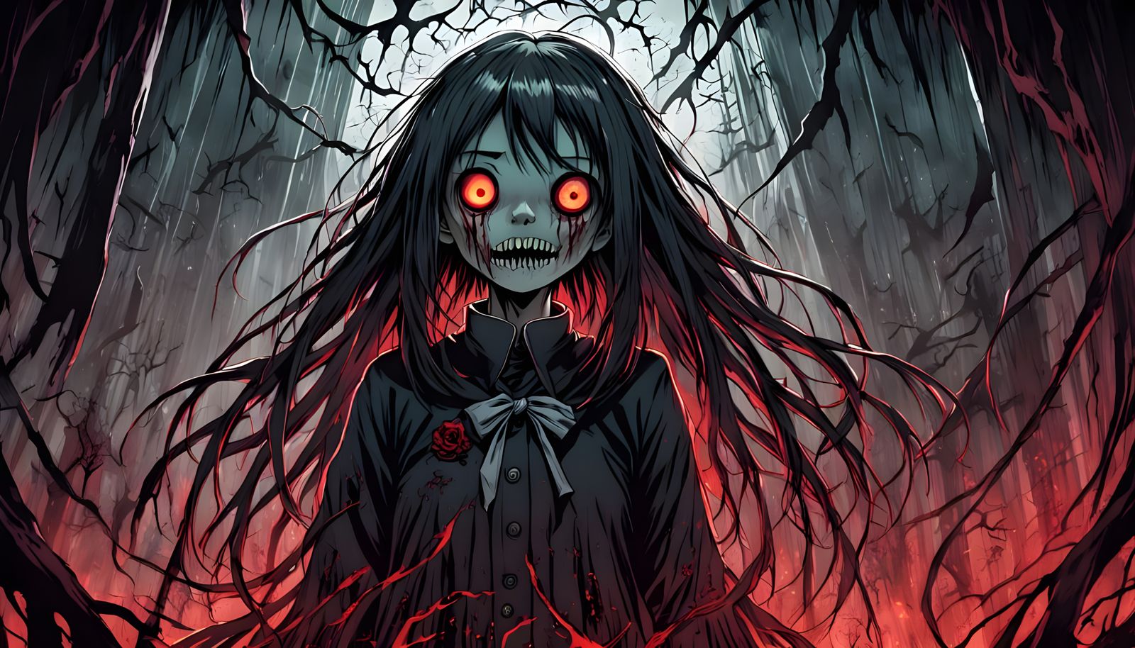 Distorted Realm of Unsettling Terror in Junji Ito Style