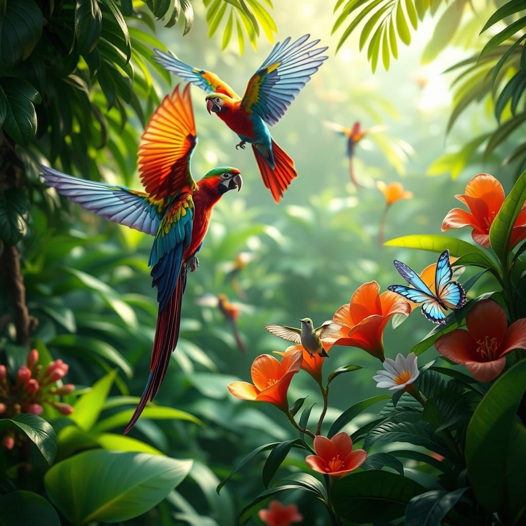 Exotic Tropical Rainforest Scene in Vibrant Color