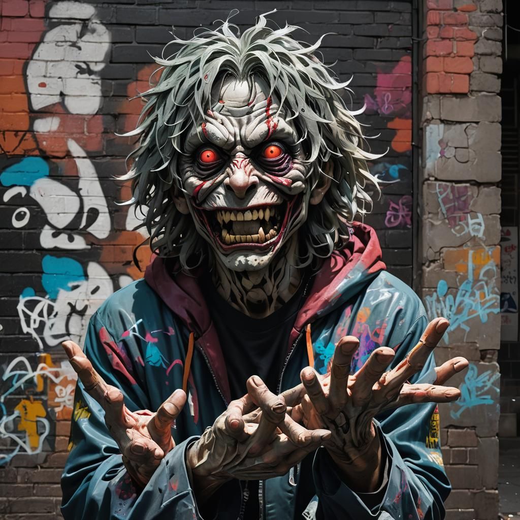 Menacing Figure Covered in Hands in Alleyway