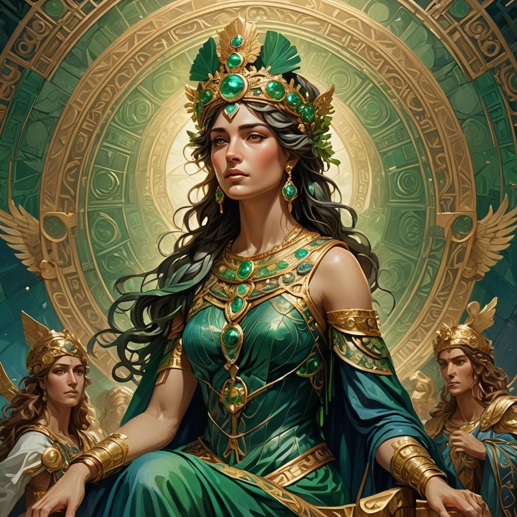 Regal Queen with Greek Gods in Roman Empire