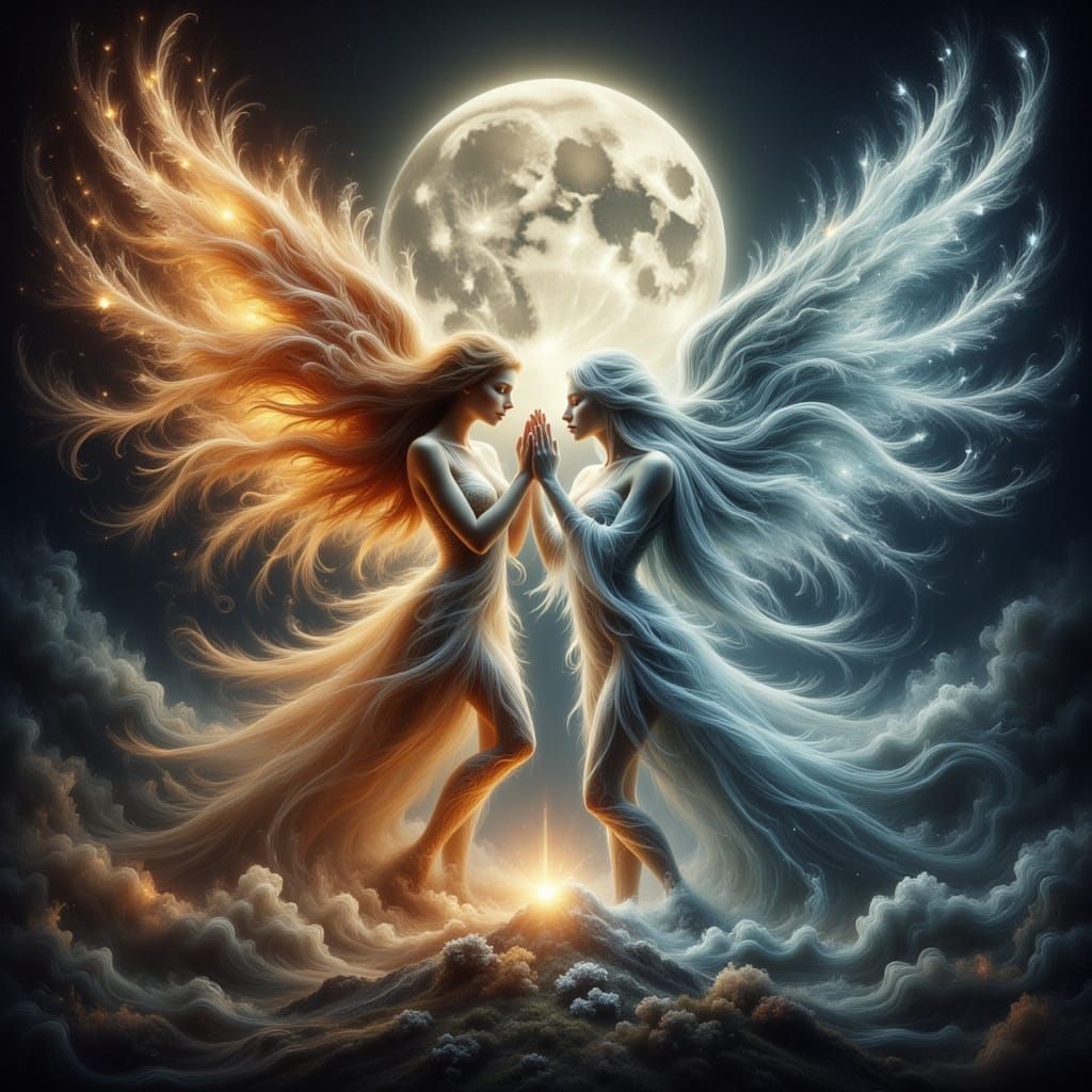 Angel of Fire and Frost in Surreal Battle