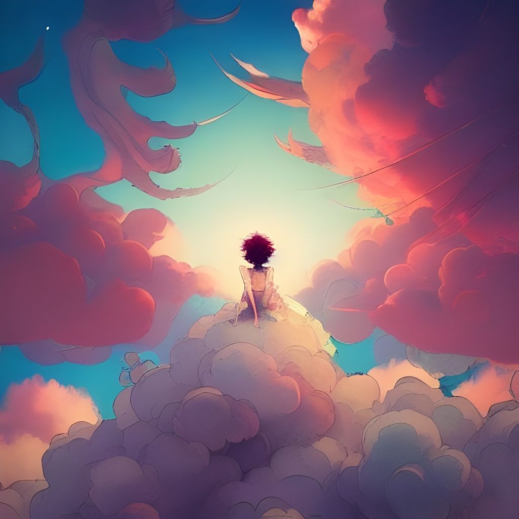 Fairy on Cloud in Heavenly Sky: Matte Painting