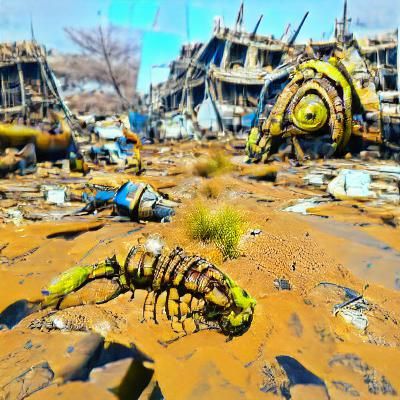 Alien Invasion on Barren Wasteland in Hyperrealism