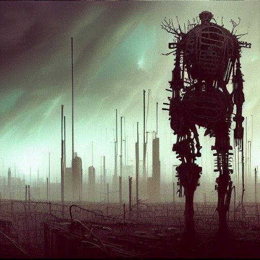 Bleak Dystopian Cyborg in Hyperrealism Style