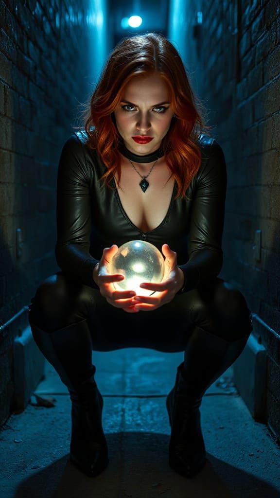 Mysterious Redhead in Dark Alleyway