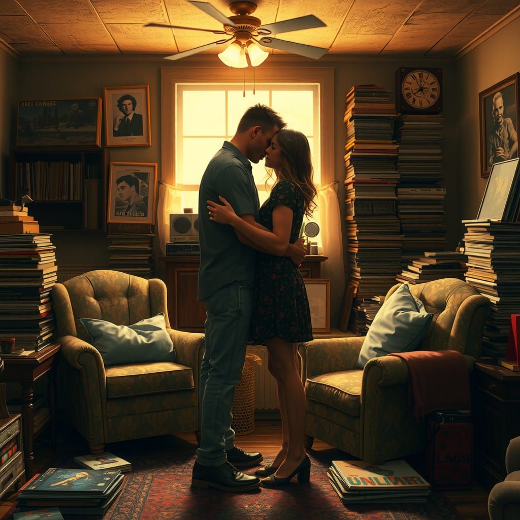 Surreal Grunge Scene of a Loving Couple