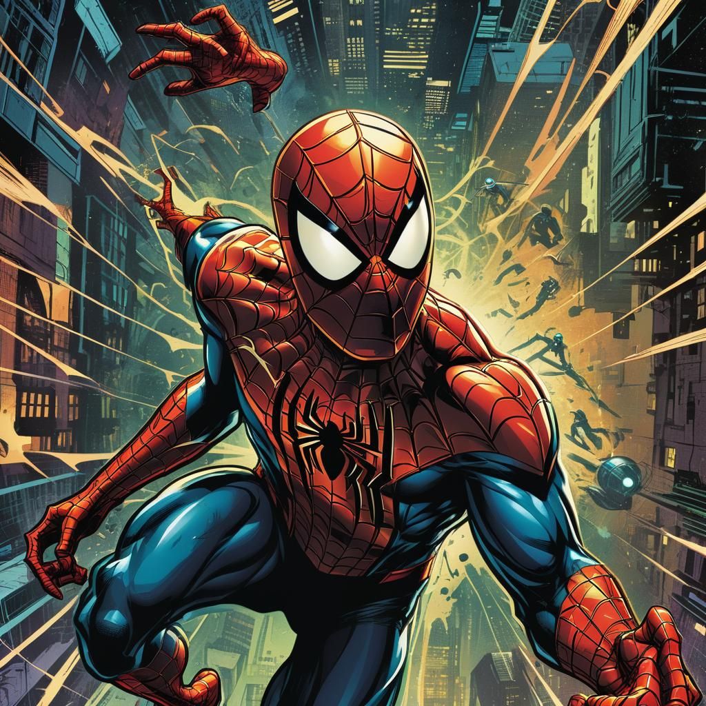 Spider-Man in Retro Comic Book Illustration