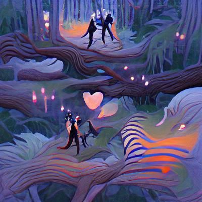 Enchanted Twilight: A Fantasy Forest Scene