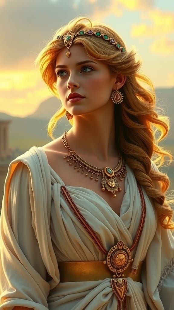Regal Goddess in Ancient Greek Attire