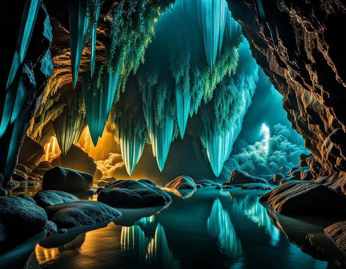 Crystal Caves of Apogee in Golden Light