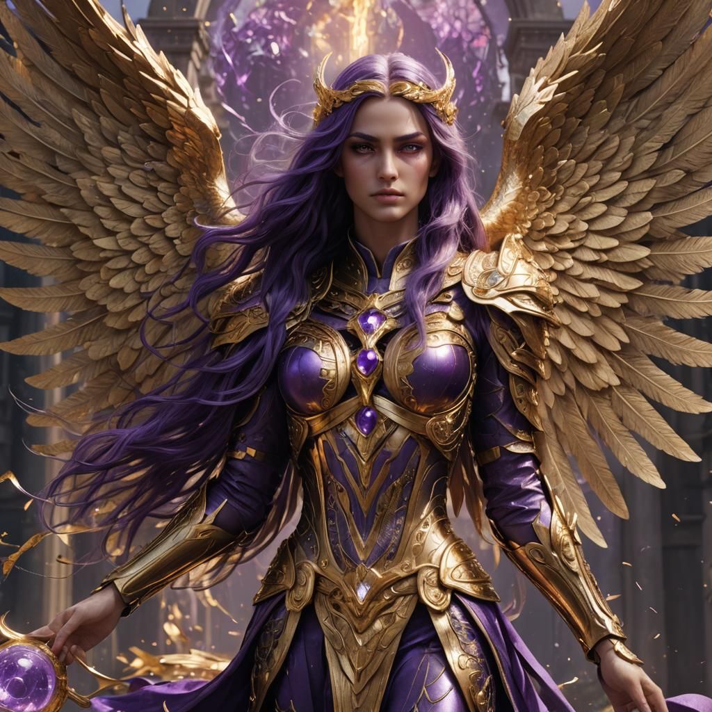 Archangel Uriel Radiating Golden Energy, Fantasy Art