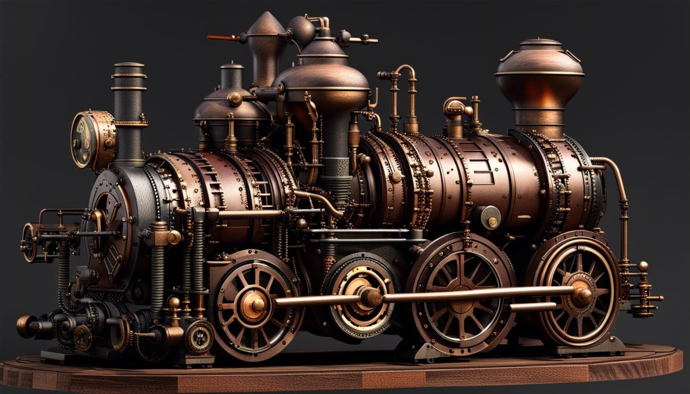 Salamanca Railroad Engine in Steampunk Cyberpunk Style