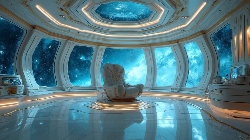 Sleek Observation Room on Royal Flagship in Egyptian Space E...