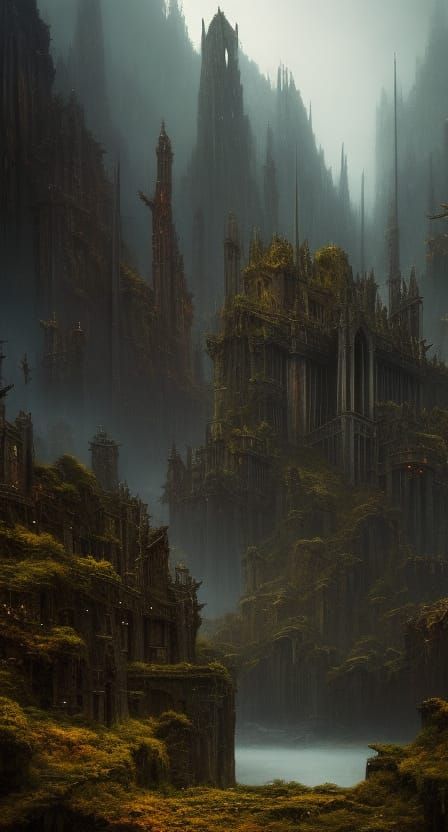 Creepy Harvard University Landscape: Dark Fantasy Art