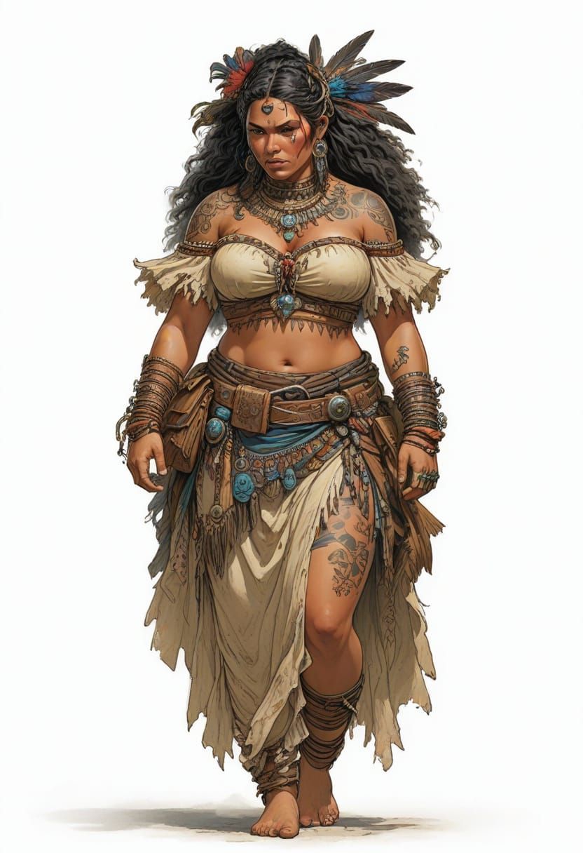 Polynesian Amazonian Heroic Fantasy Illustration