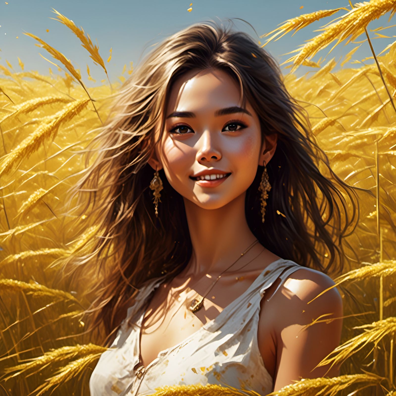 Woman in Golden Rice Field, Howard Behrens Style