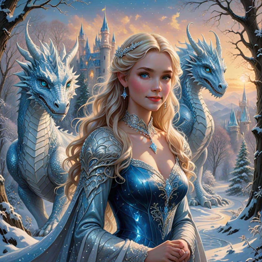 Ethereal Elven Princess in Sparkling Winter Wonderland