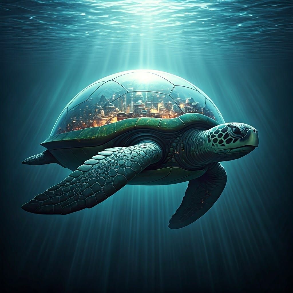Turtle-Shaped Submarine City Undersea Dome