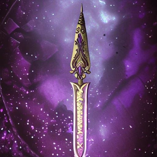 Glittering Medieval Dagger with Purple Glow