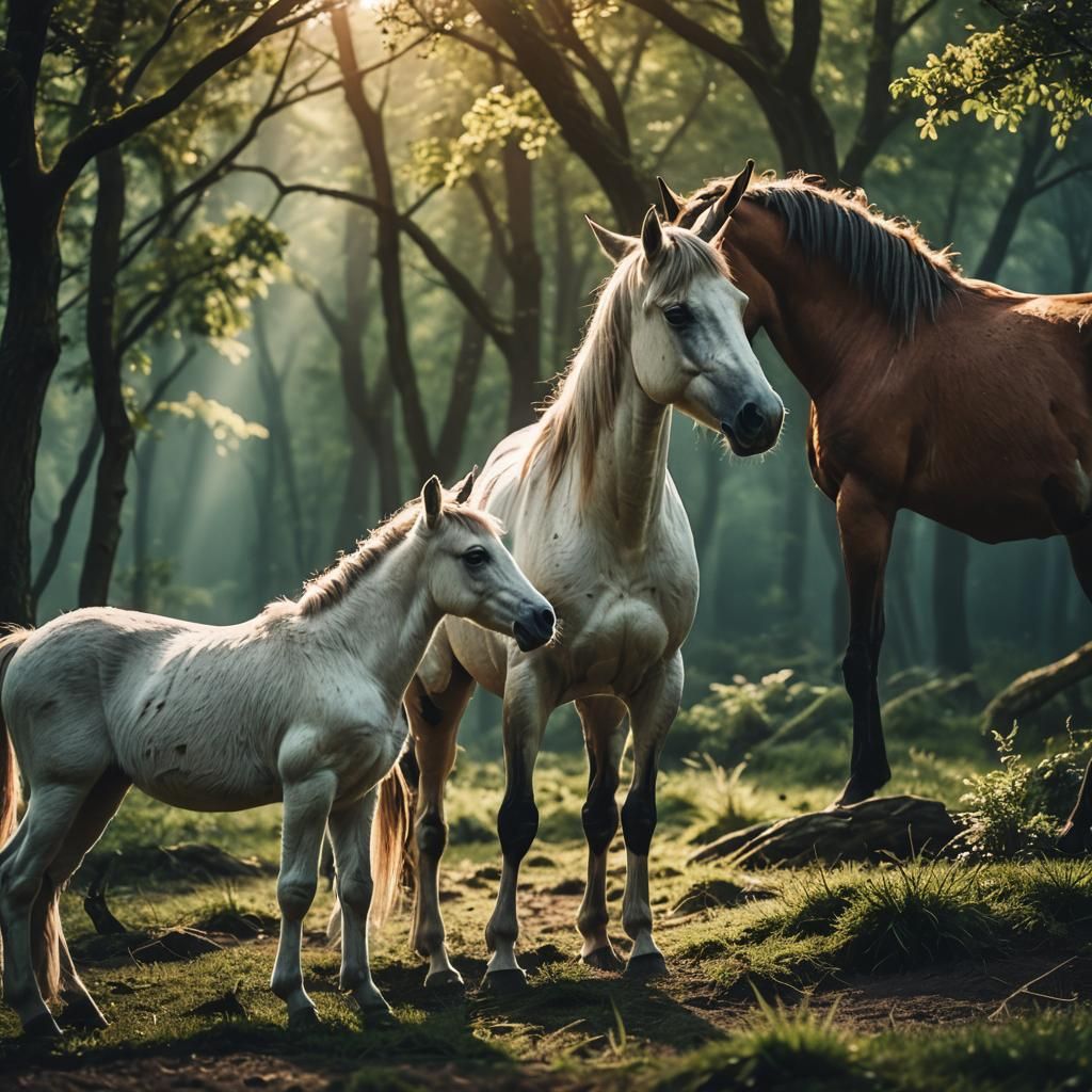 Cinematic Unicorn Family Portrait in Film-Grade Style