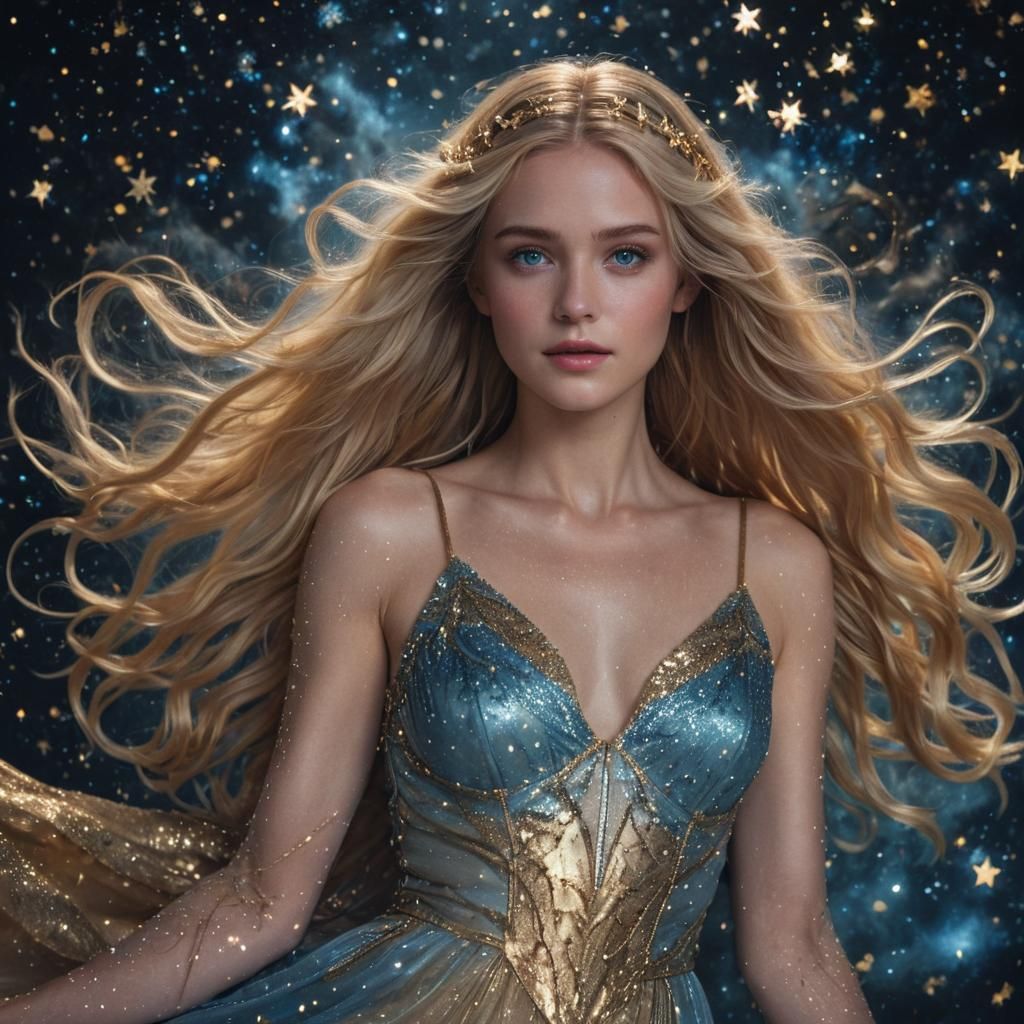 Celestial Goddess Portrait in Ethereal Art Style