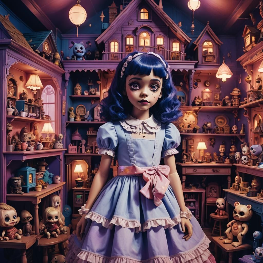 Eerie Dollhouse Fantasy Art in Cinematic Style