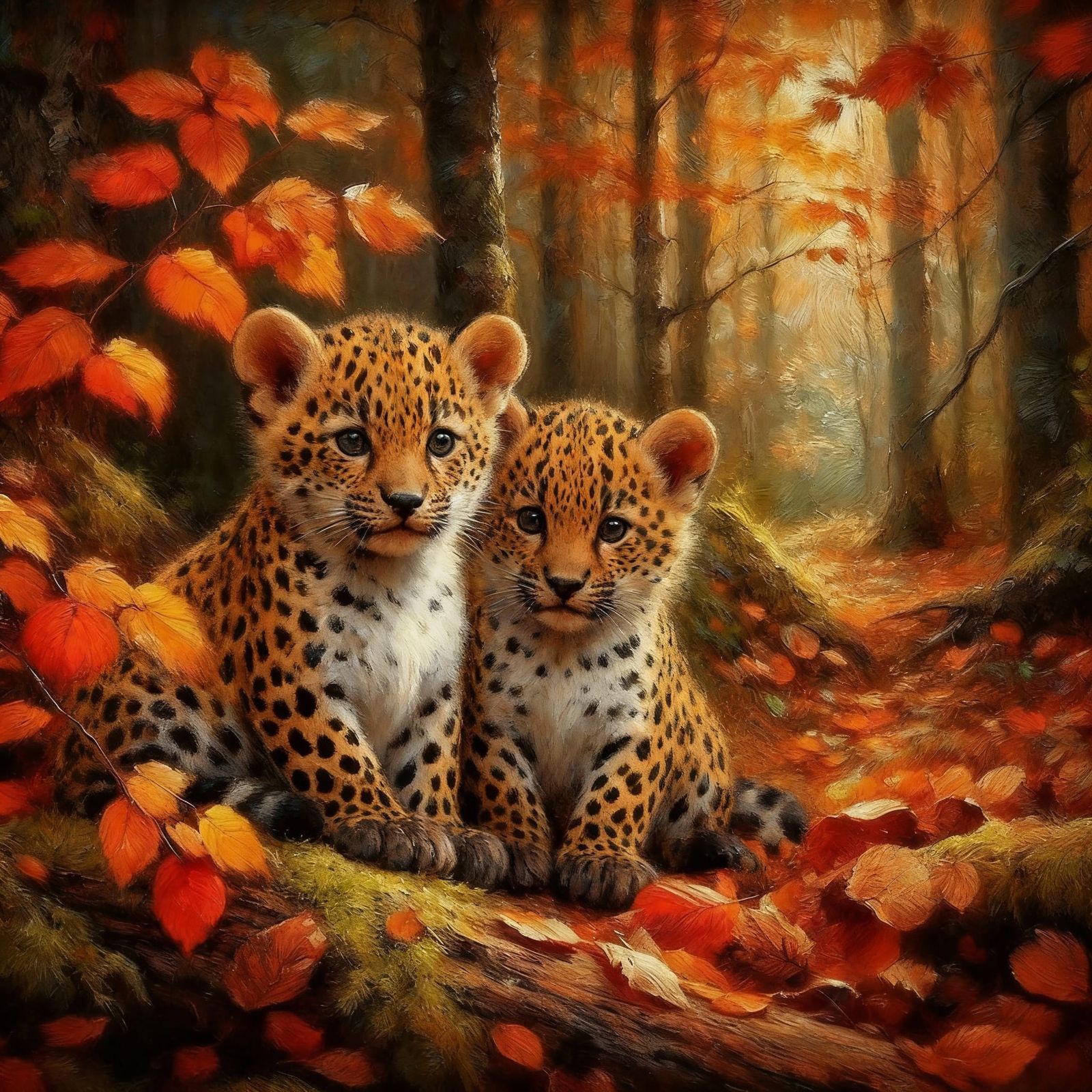 Adorable Leopard Cubs Playing Together