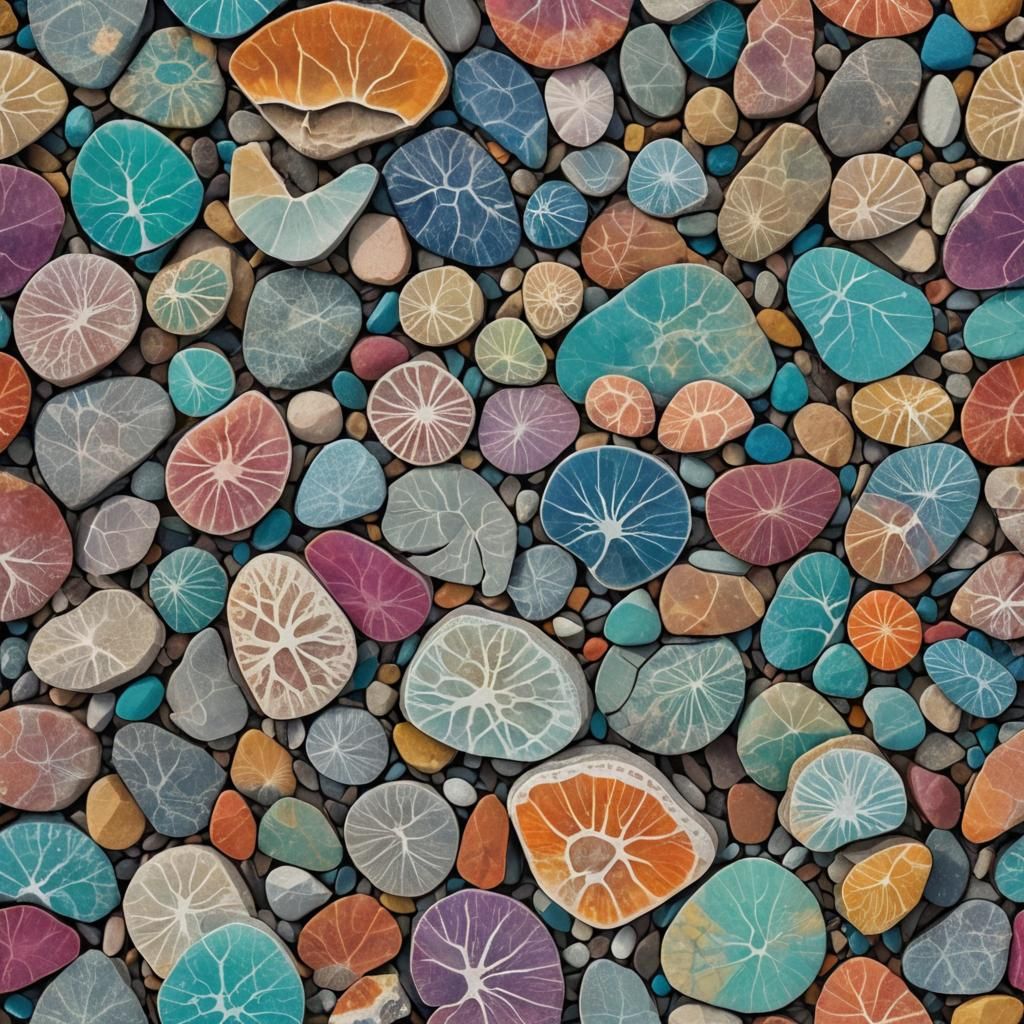 Fossils in Colorful Rocks Double Exposure