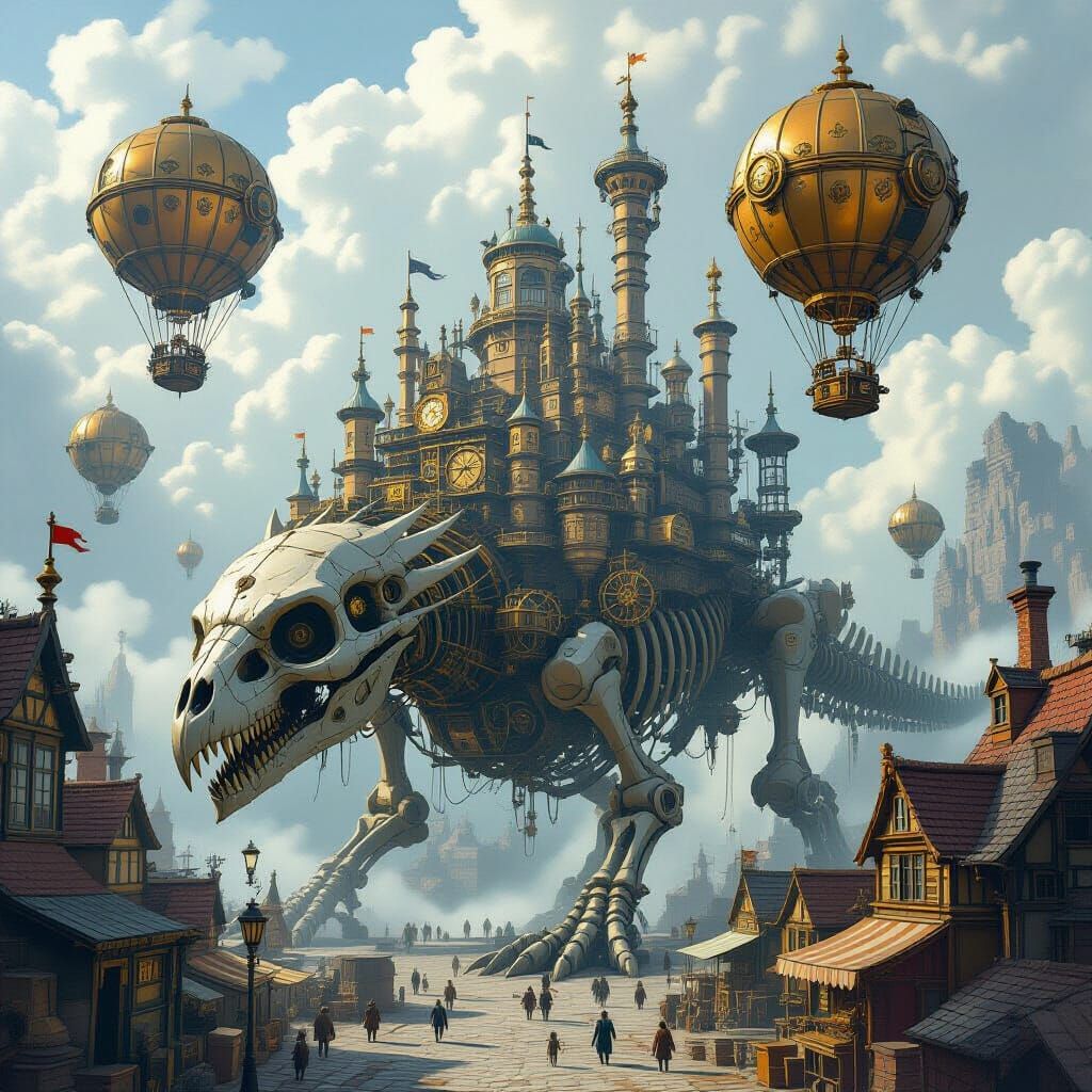 Steampunk Village on Griffin Skeletons