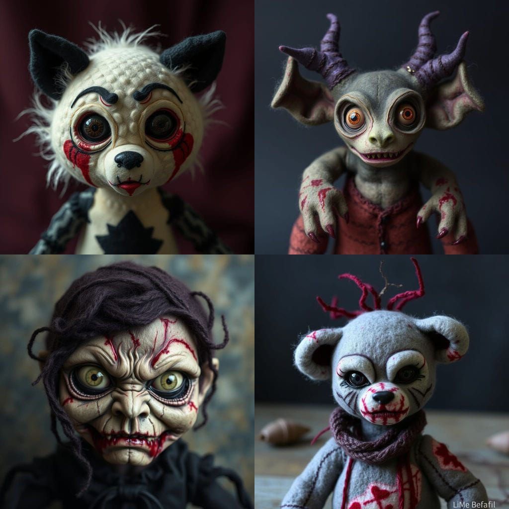 Cursed Needle Felt Doll with Moving Eyes