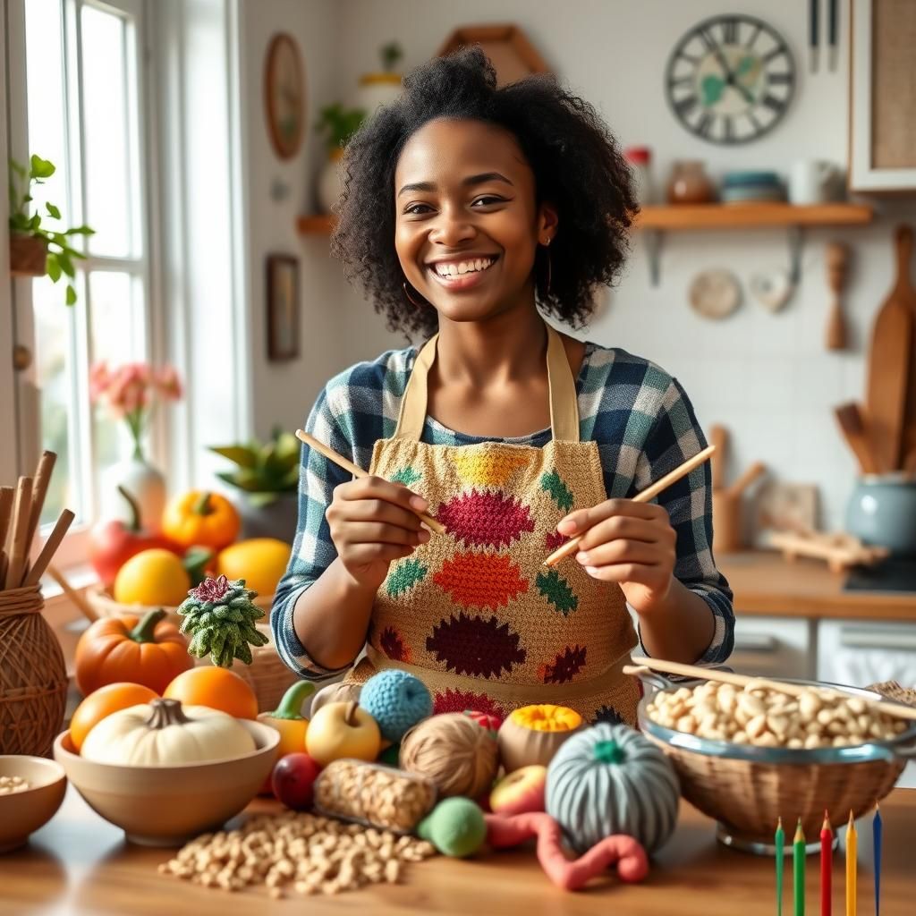 Joyful Crochet in Eclectic Kitchen: Abstract Expressionist S...