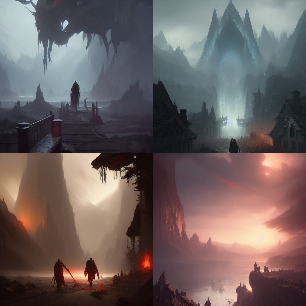 Dark Fantasy Journey's End: Hyperdetailed Concept Art