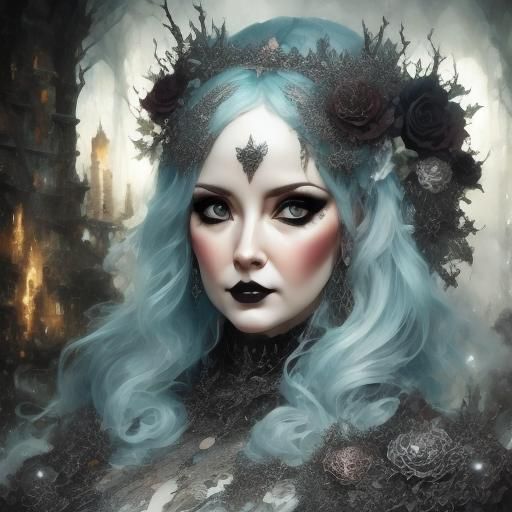Gothic Fantasy Woman with Glittering Accents