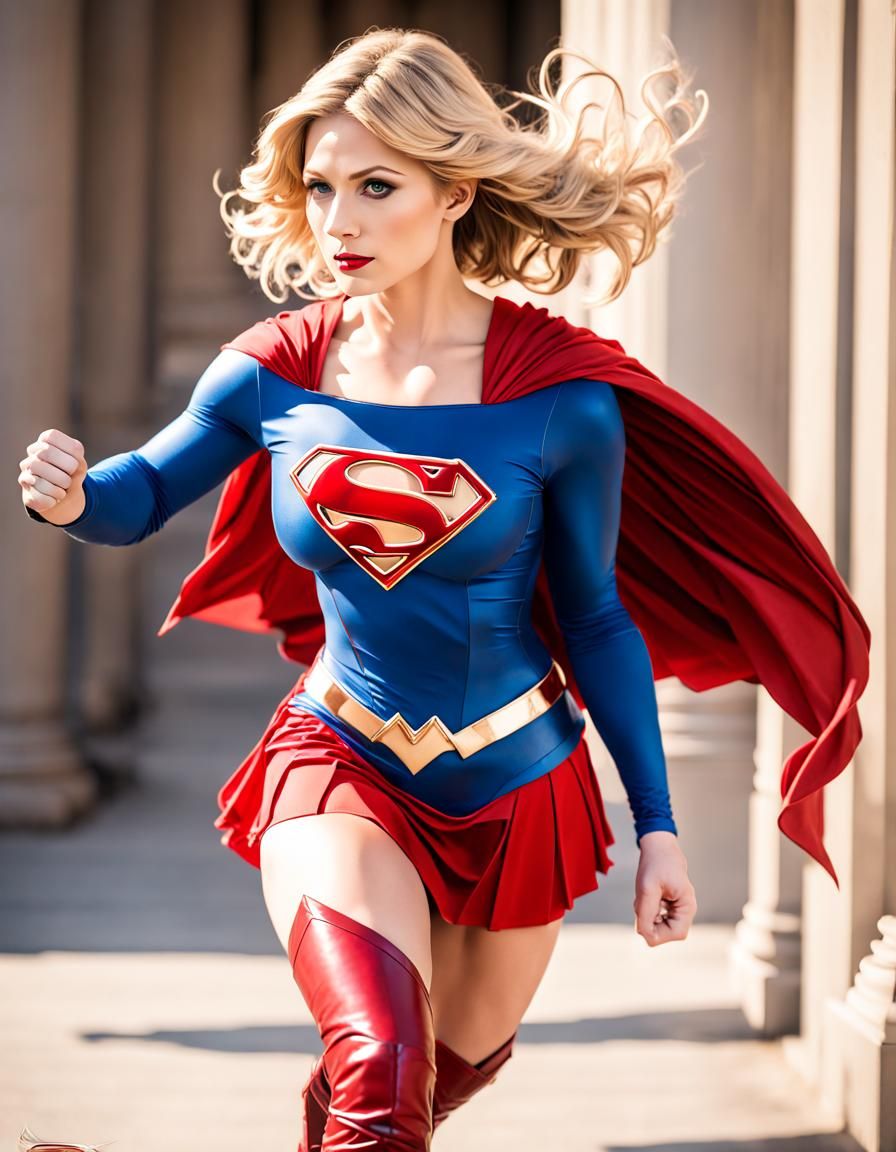 Supergirl Soaring: Classic Hero in Flight