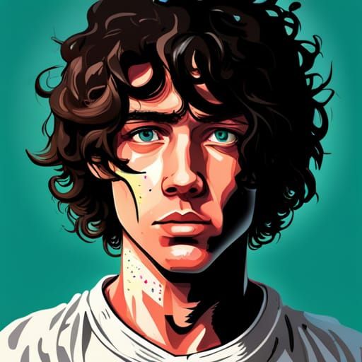 Freckled Teen in Graffiti Splash Art Style