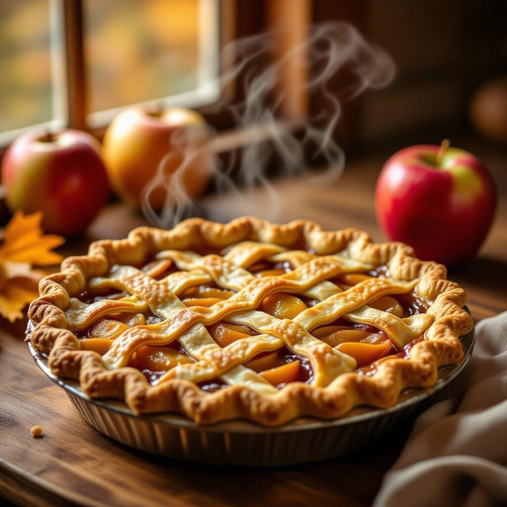 Freshly Baked Fruit Pie With Rising Steam