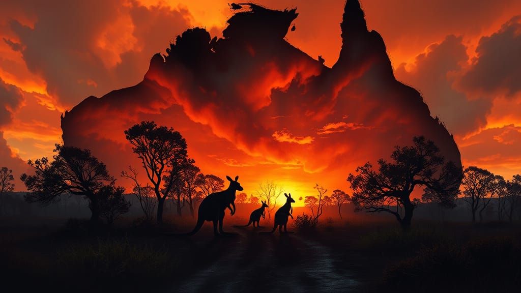 Australian Bushfire Dawn: A Digital Painting of Resilience