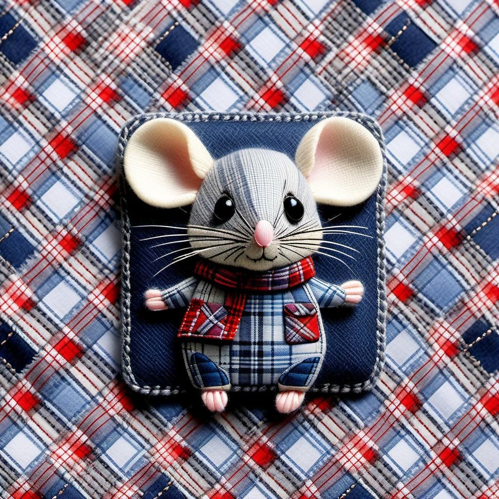Hyperrealistic Patchwork Plaid Chibi Mice Toys