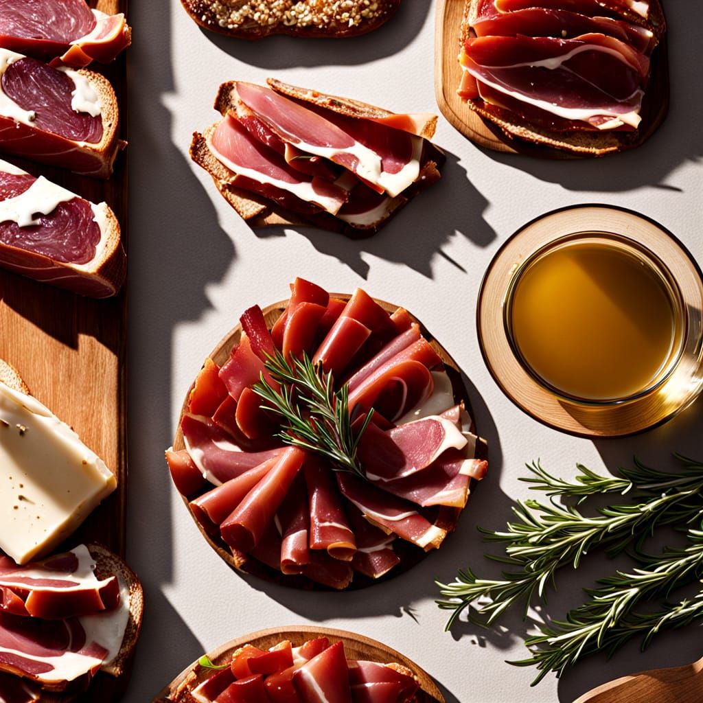 Gourmet Spanish Ham in Rustic Tapas Setting