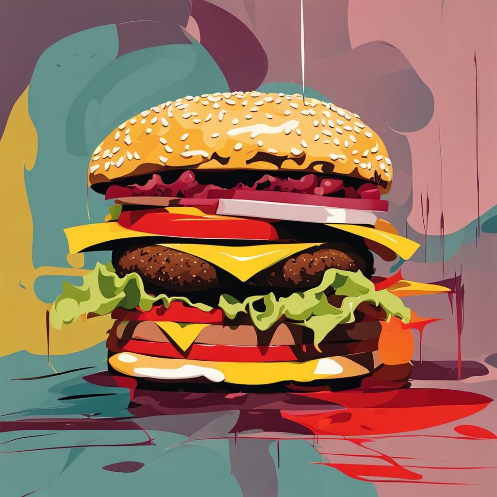 Abstract Burger Art with Complementary Colors